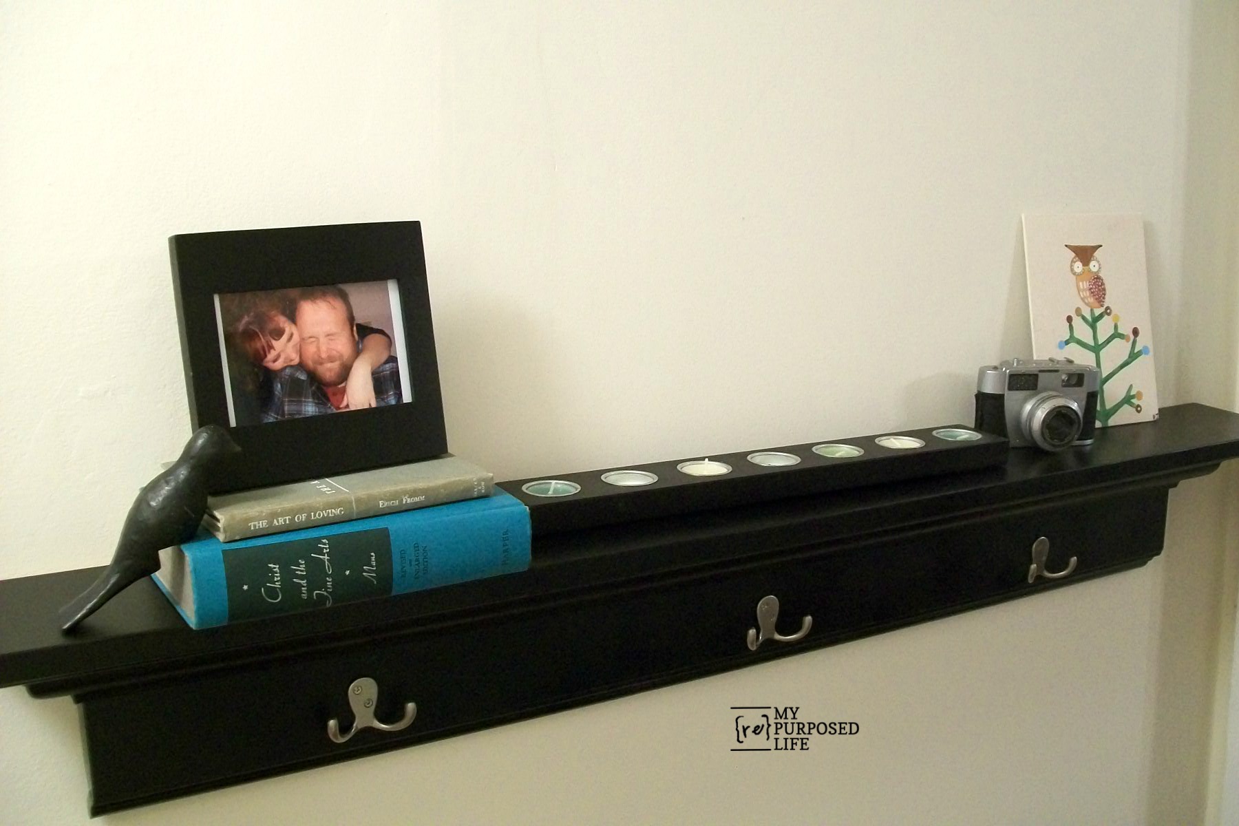 Wall Shelf with Hooks  DIY - My Repurposed Life®