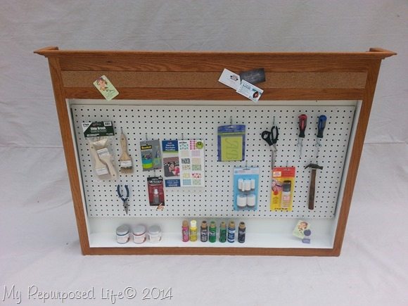 Repurposed Medicine Cabinet Craft Station