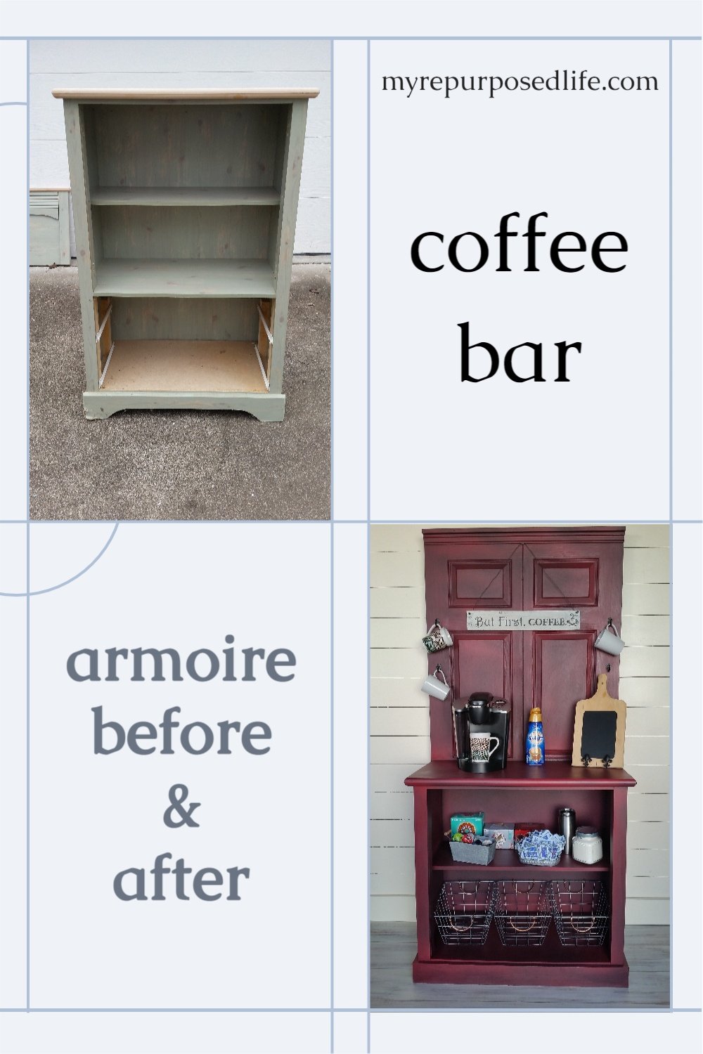 Upcycled Vintage Door Beverage Bar Station
